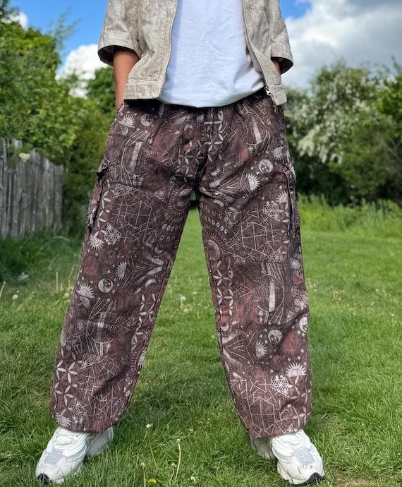 Psychedelic Geometric Cargo Pants: Fair Trade Festival Trousers