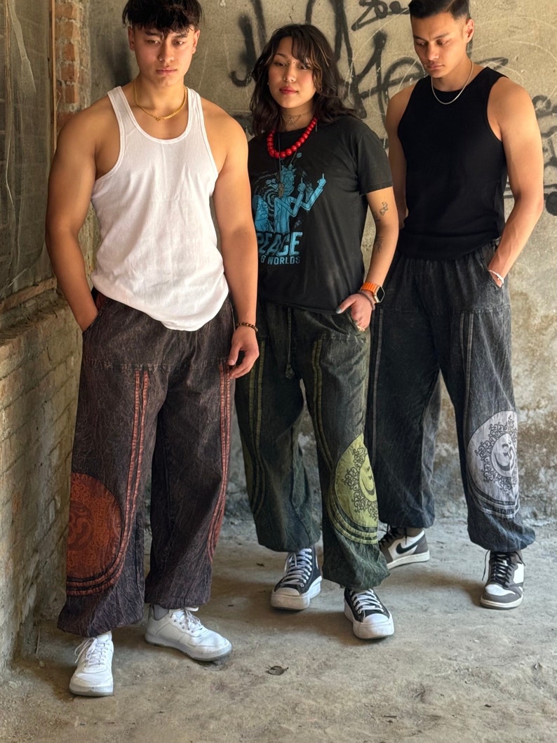 Pantalon oversize hippie Unisexe Tissu 100 % coton Pantalon de festival Respectueux de l'environnement Fabriqué au Népal image 1