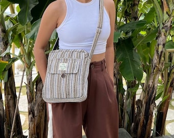 Handmade Hemp Crossbody Bag: Hippie Festival Flap Bag