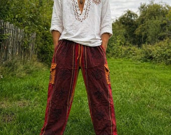 Unisex Cotton Cargo Pants: Ethically Made Festival Hippie Trousers