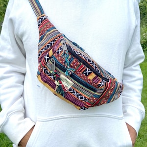 Bauchtasche| Bauchtasche aus ethnischen Baumwolldruck | Umhängetasche | Bauchtasche| sac banane |Hippie | Festival Tasche