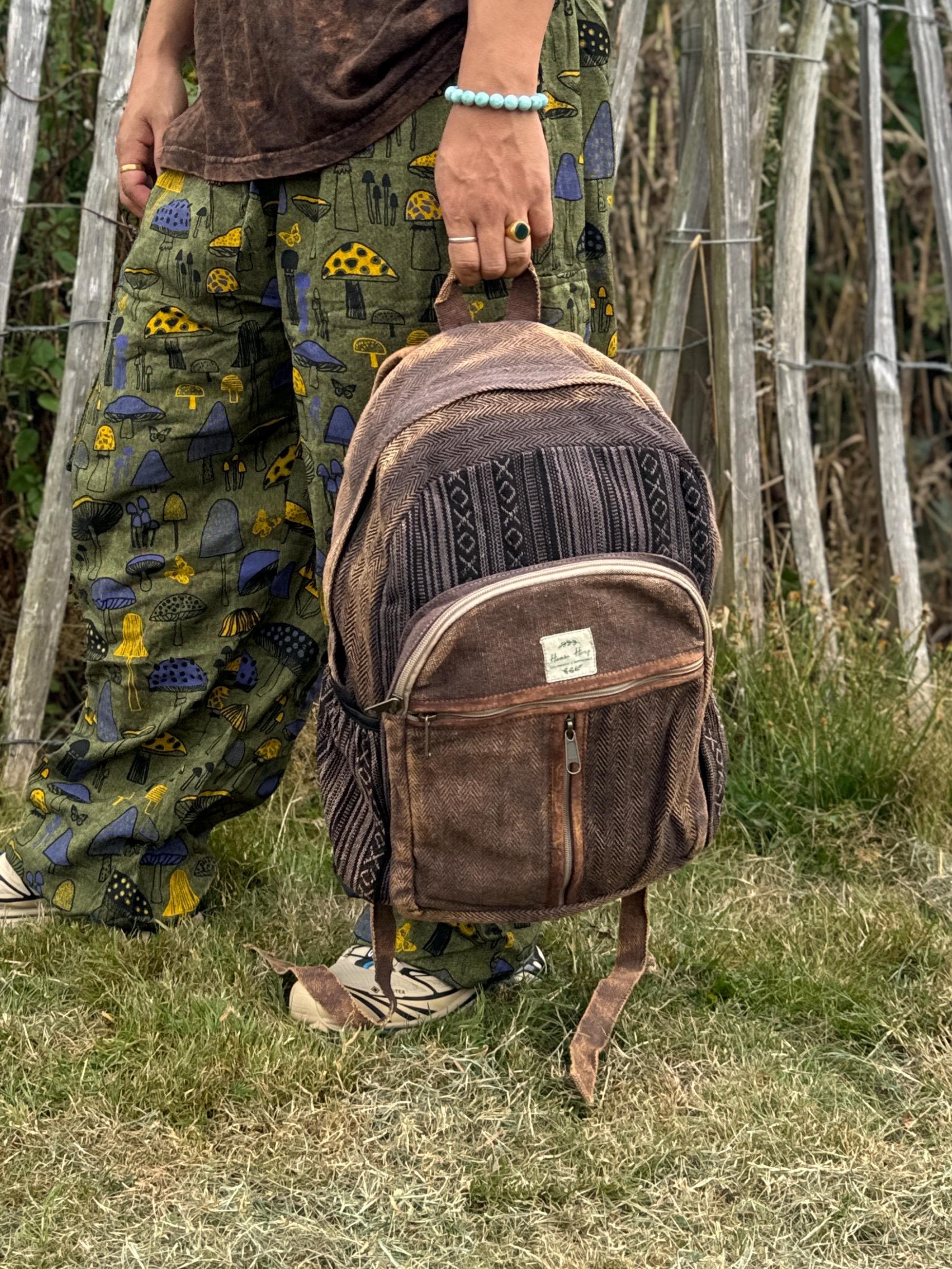 Handmade Woven Cotton Ethnic Hippie Backpack for Travel Hiking Himalayan Cotton Backpack | Unisex Eco Festival Bag | Hippie  main image 4