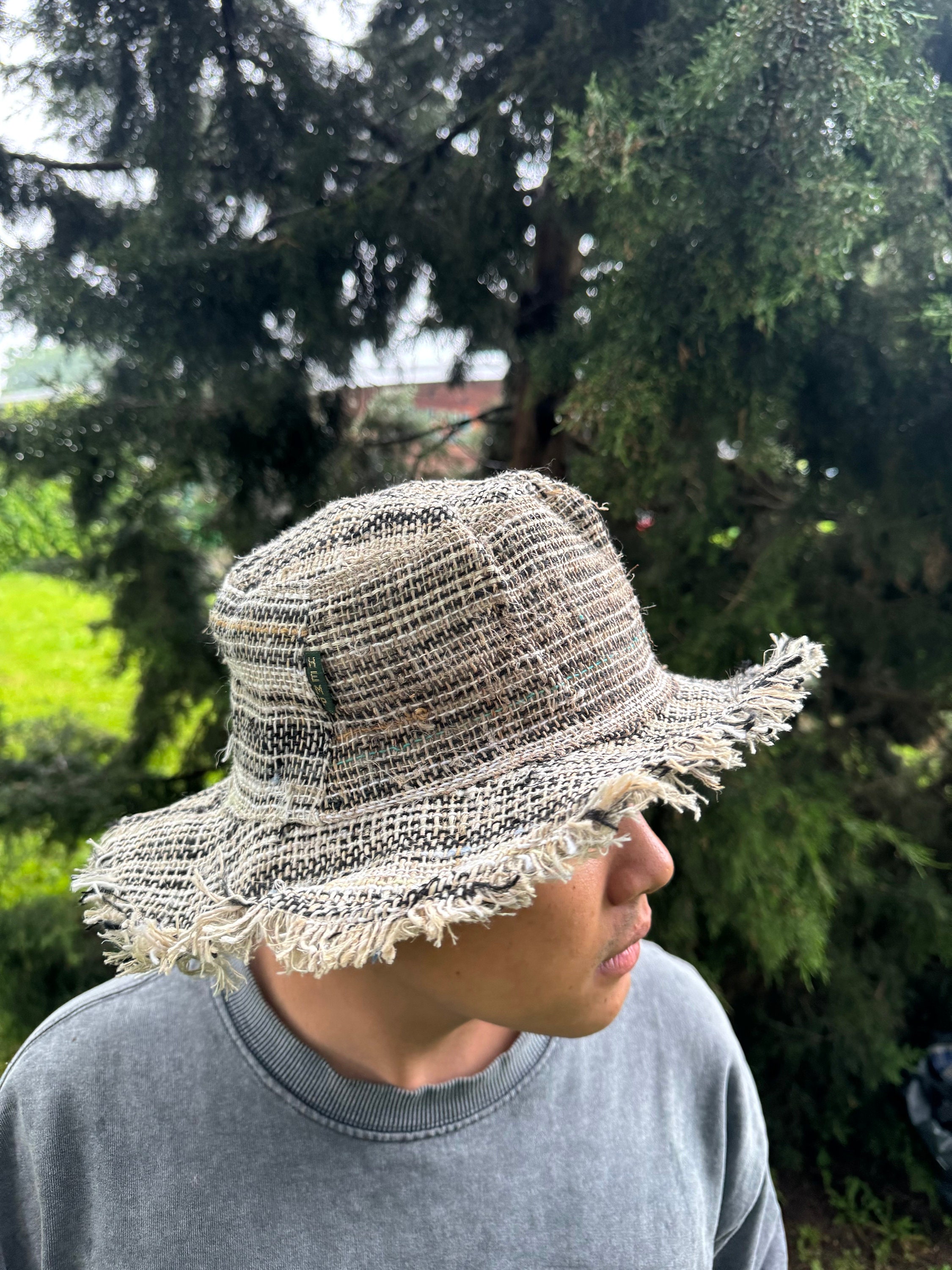 Hemp Sun Hat With Brim: Handmade Eco-friendly Festival Hat  display picture 1