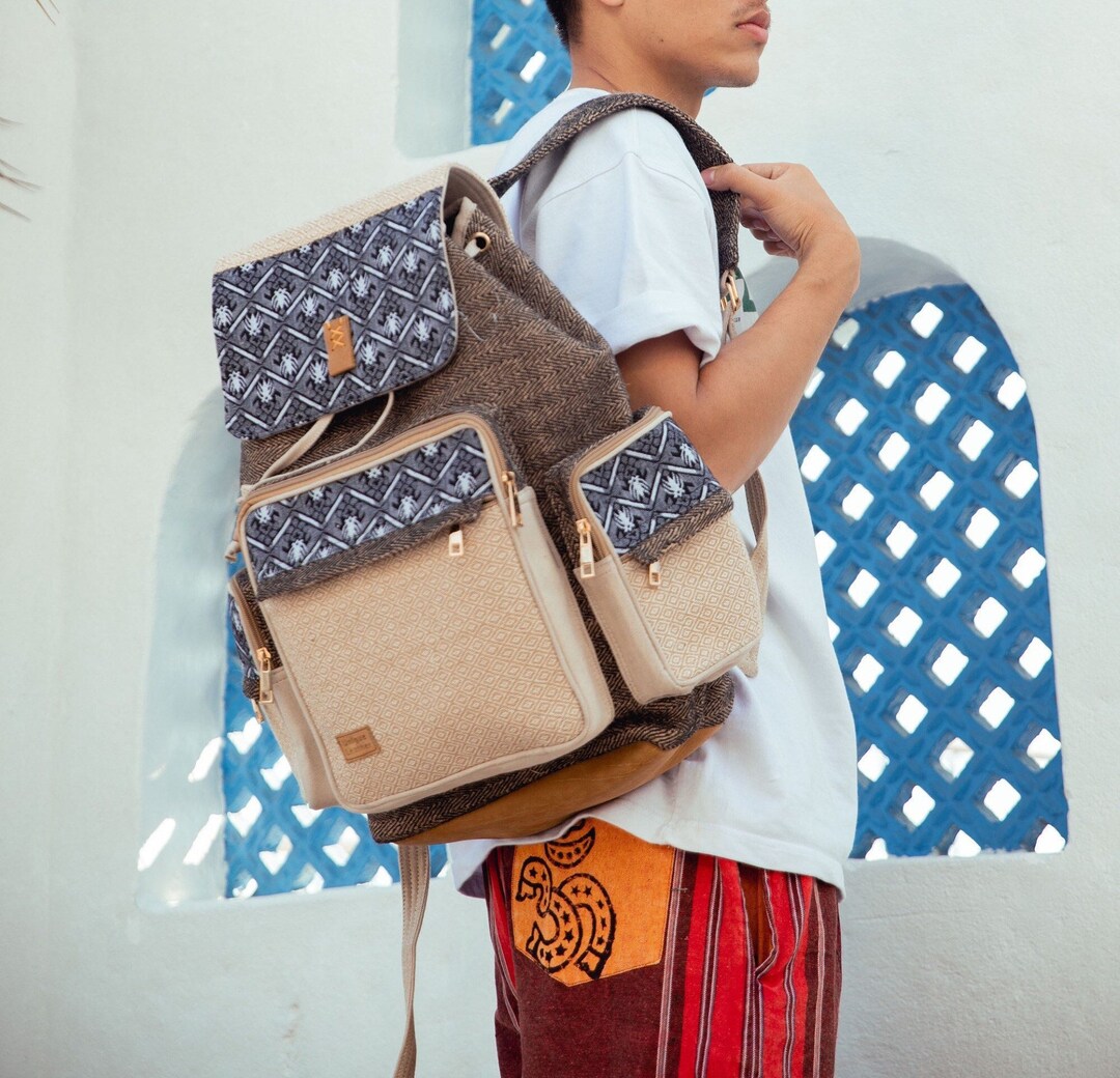 Fairtrade Cotton Aztec Print Backpack - Durable Unisex Hippie Bag for ...
