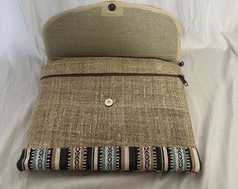 Eco-Friendly Handmade 13.5 Inch Hemp Laptop Case Bag for Travel - Handcrafted in Nepal.