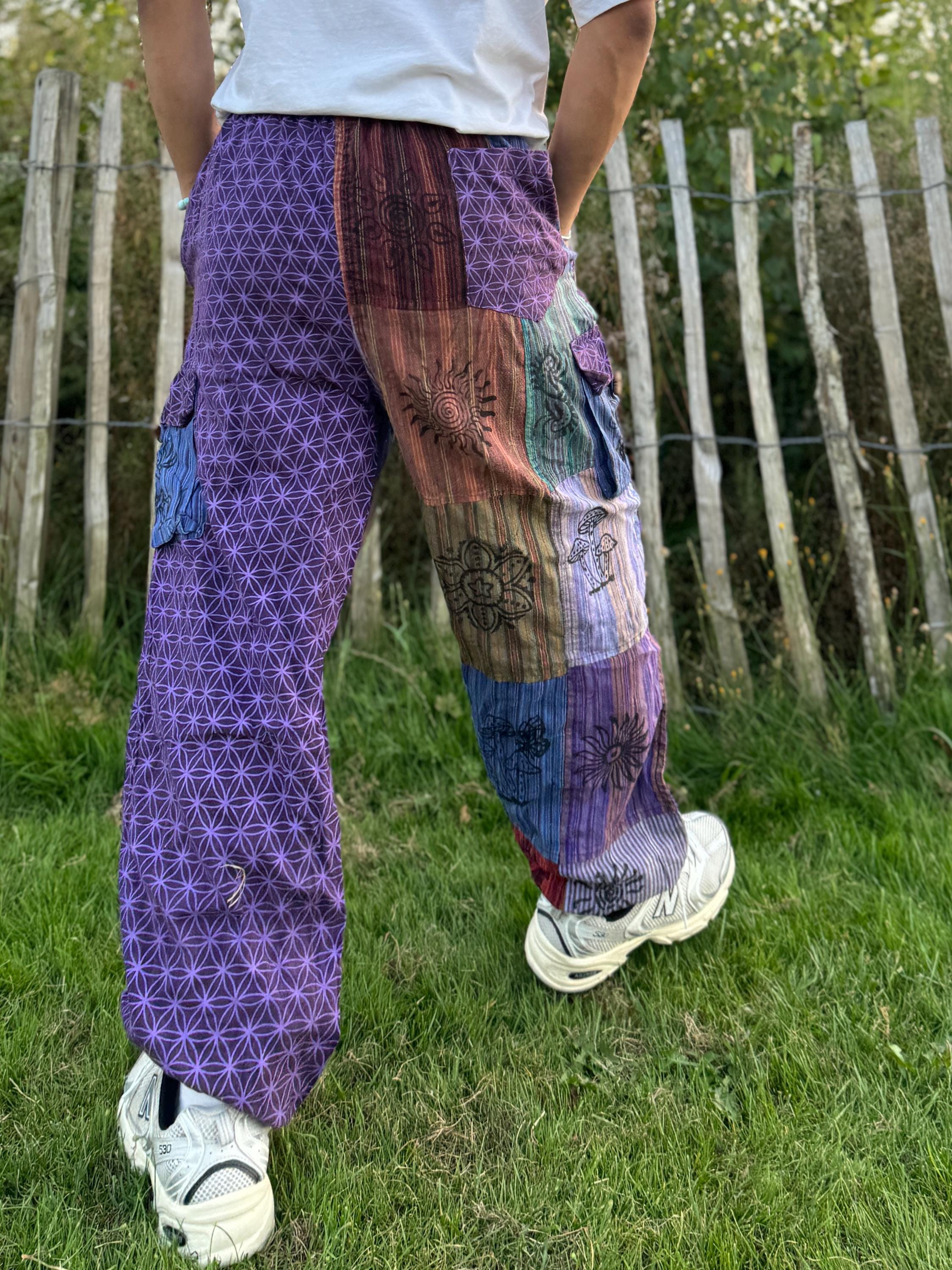 Cargo Embroidered Patchwork Pants