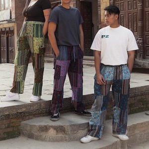 Patchwork Hippie Cotton Pants | Unisex Mushroom Trousers | Festival Holiday trousers | Yoga Pants | Summer Pants| Ethically Made in Nepal