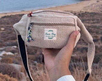 Bum Bag| Fanny pack made of Hemp and cotton| Adjustable strap Shoulder bag | Eco friendly |  | Hippie | Festival Bag | Handmade