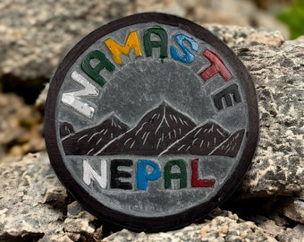 Nepalese Charm: Himalayan Stone Magnet Round - Unique Fridge Decor from Nepal