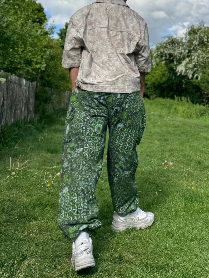 Psychedelic Geometric Cargo Pants: Fair Trade Festival Trousers image 6