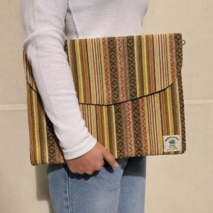 Handmade 14 Inch Hemp Laptop Sleeve | Boho Tribal Padded MacBook Case