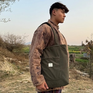 fourre-tout | Sac en velours côtelé avec chaîne sur le dessus et doublure intérieure | Sac à bandoulière | Sac à provisions | Cartable | Robuste | sac de garde-robe capsule