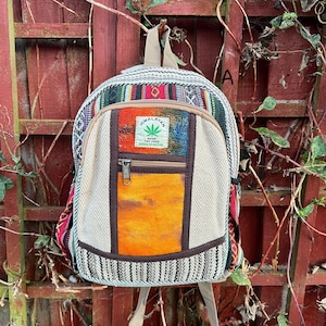 Small hemp backpack| handmade | eco bag | colourful bag | small backpack |