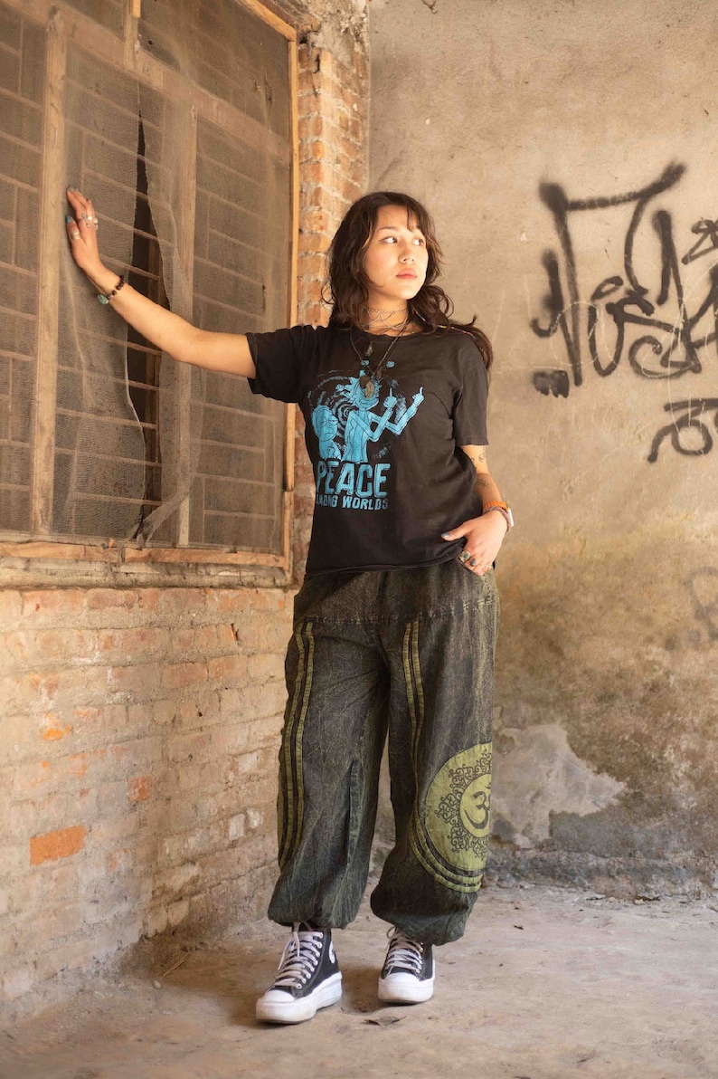 Pantalon oversize hippie Unisexe Tissu 100 % coton Pantalon de festival Respectueux de l'environnement Fabriqué au Népal image 8