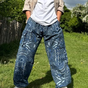Psychedelic Geometric Cargo Pants: Fair Trade Festival Trousers