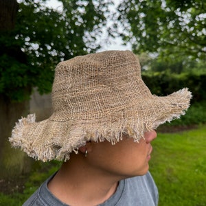 Safari hat with brim | Summer Hippie Hat| Hemp Hat | Handmade Eco friendly hat | Festival Hat | Jute Sun Hat