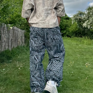 Psychedelic Geometric Cargo Pants: Fair Trade Festival Trousers image 8