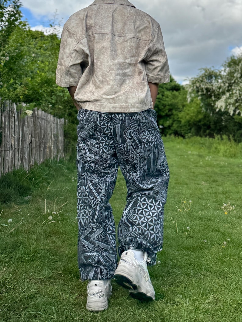 Psychedelic Geometric Cargo Pants: Fair Trade Festival Trousers image 8