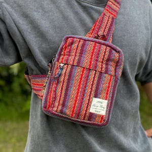 Bandoulière Rasta en coton - Sac banane unisexe | Sac poitrine hippie | Sac indispensable du quotidien | Sac de festival d'été | Sac d'argent