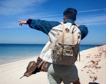 Handmade Hemp Backpack  Eco-Friendly Vintage Bag  Colourful Nepal Travel Backpack  Ethically Crafted Organic Cotton and Hemp Rucksack