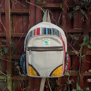 Small hemp backpack| handmade | eco bag | colourful bag | small backpack |