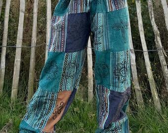 Hippie Patchwork Pants, Organic Cotton Harem Trousers