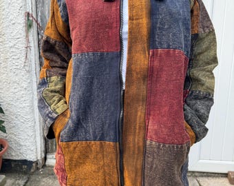 Giacca invernale unisex hippie/Patchwork/Giacca con toppe e pile