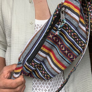 Bauchtasche Bauchtasche aus Hanf und ethnischen Baumwolldruck Umhängetasche Bauchtasche sac banane Hippie Festival Tasche Bild 9