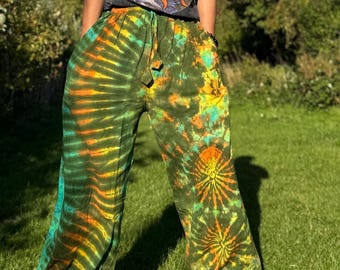 Tie Dye Chilled pants | Hippie Trouser |Unisex Elastic waist yoga Hippie harem Festival boho