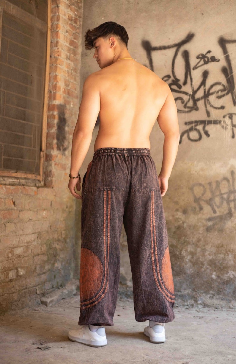 Pantalon oversize hippie Unisexe Tissu 100 % coton Pantalon de festival Respectueux de l'environnement Fabriqué au Népal image 10