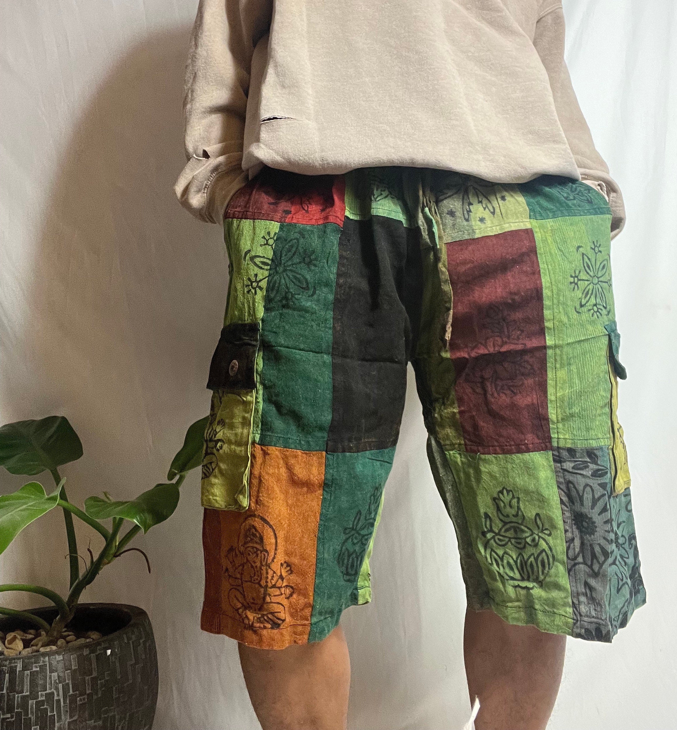Hippie Shorts Shorts With Pockets Cotton Shorts Patched Etsy UK