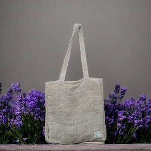 Handmade Organic Hemp Eco Tote Bag with Ethnic Print - Shoulder Bag for Eco-Friendly Organic Hemp Tote Bag Handmade Shoulder Bag