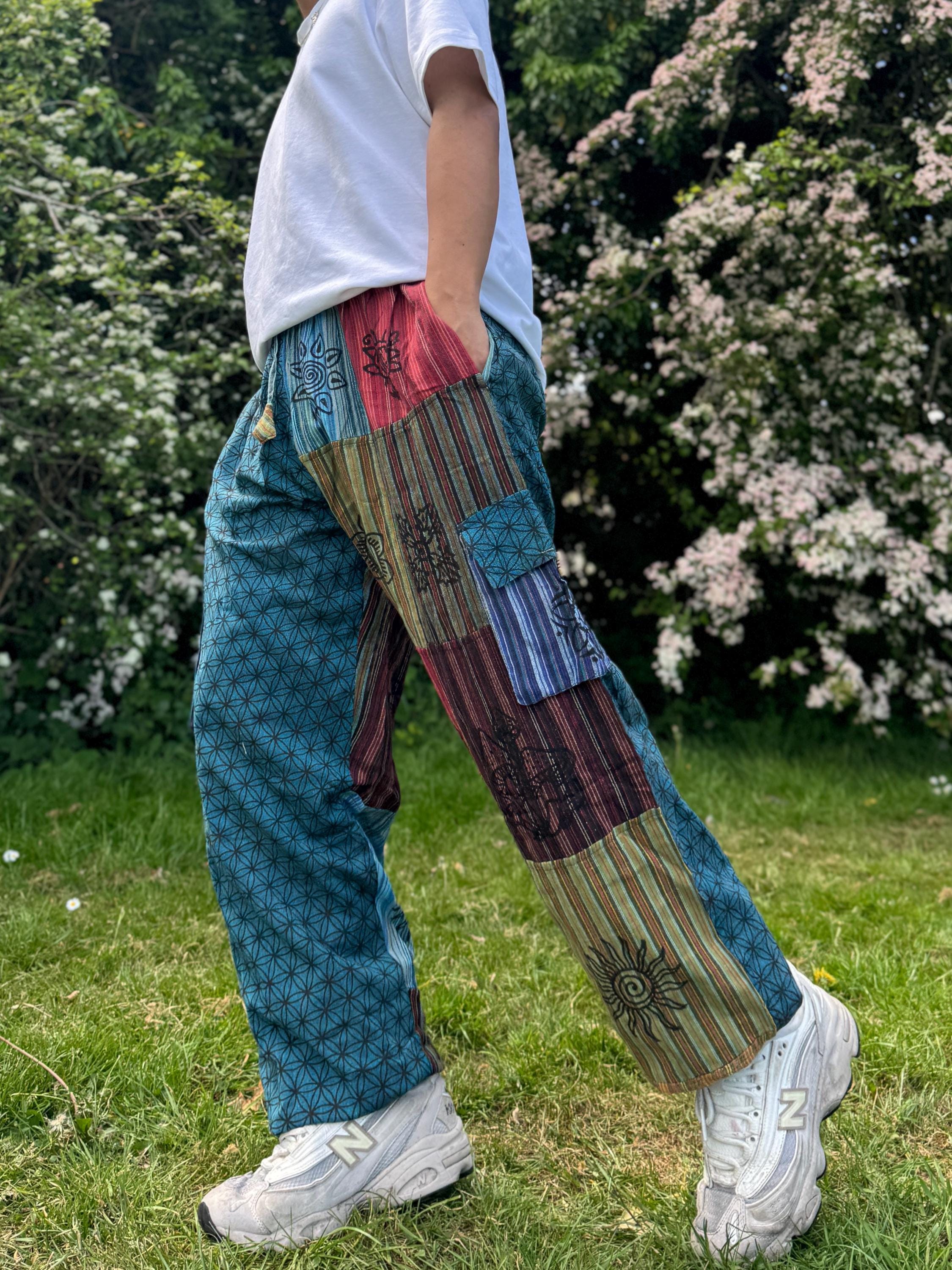 タグ付✨Eaphi cotton lace patchwork pants Hippie Patchwork Pants, Organic Cotton Harem Trousers
