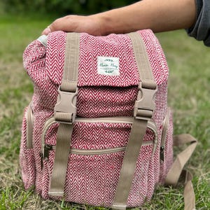 Sac à dos en coton fait main Sac vintage écologique Sac à dos de voyage coloré Népal Sac à dos en coton biologique fabriqué de manière éthique