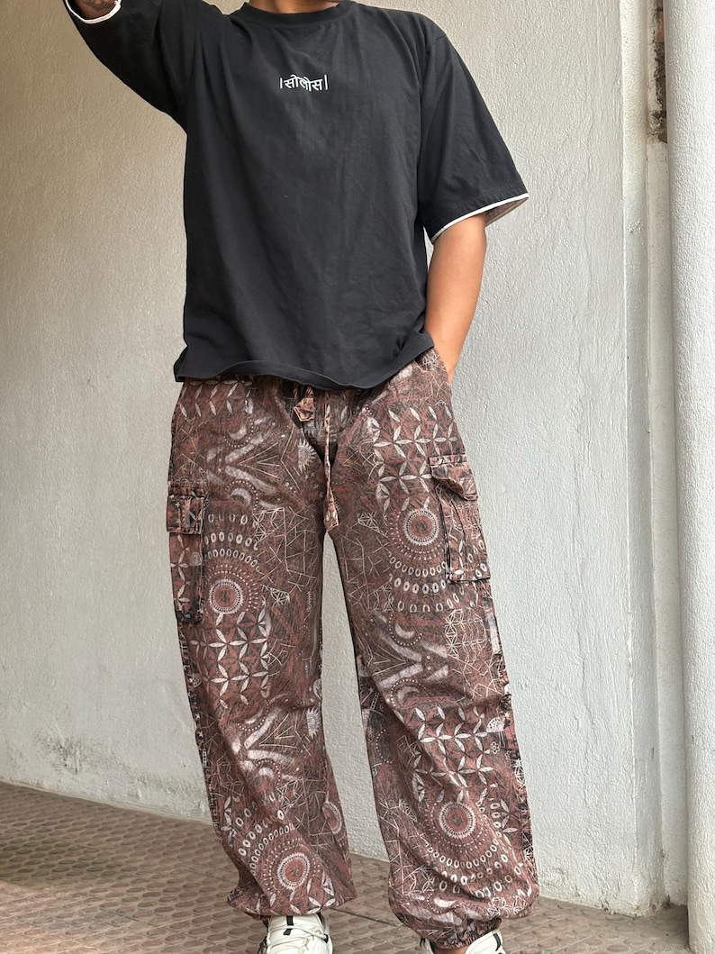 Psychedelic Geometric Cargo Pants: Fair Trade Festival Trousers image 10