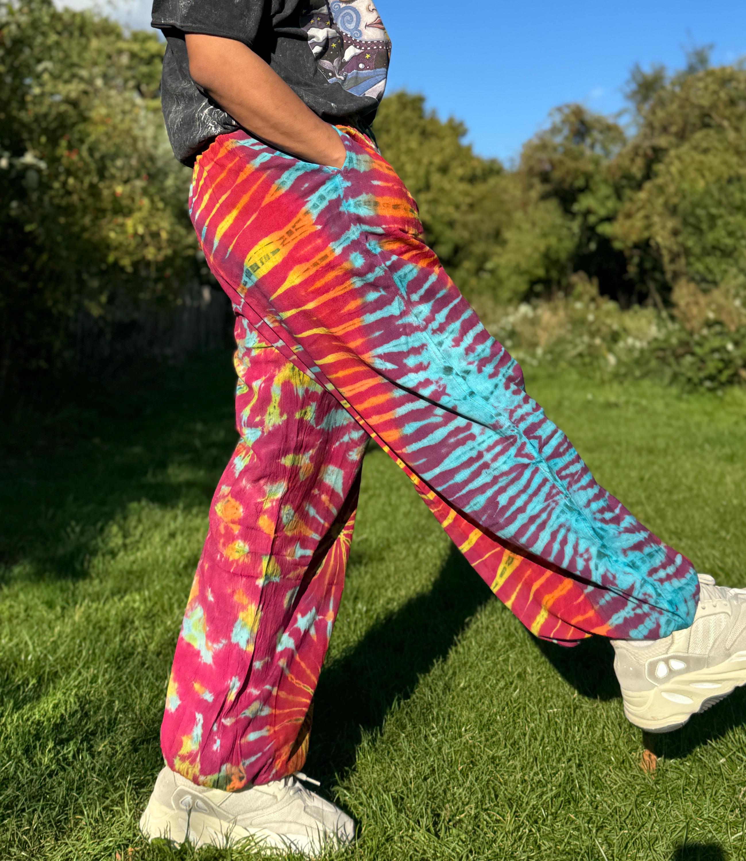 Tie Dye Chilled Pants | Hippie Trouser |unisex Elastic Waist Yoga