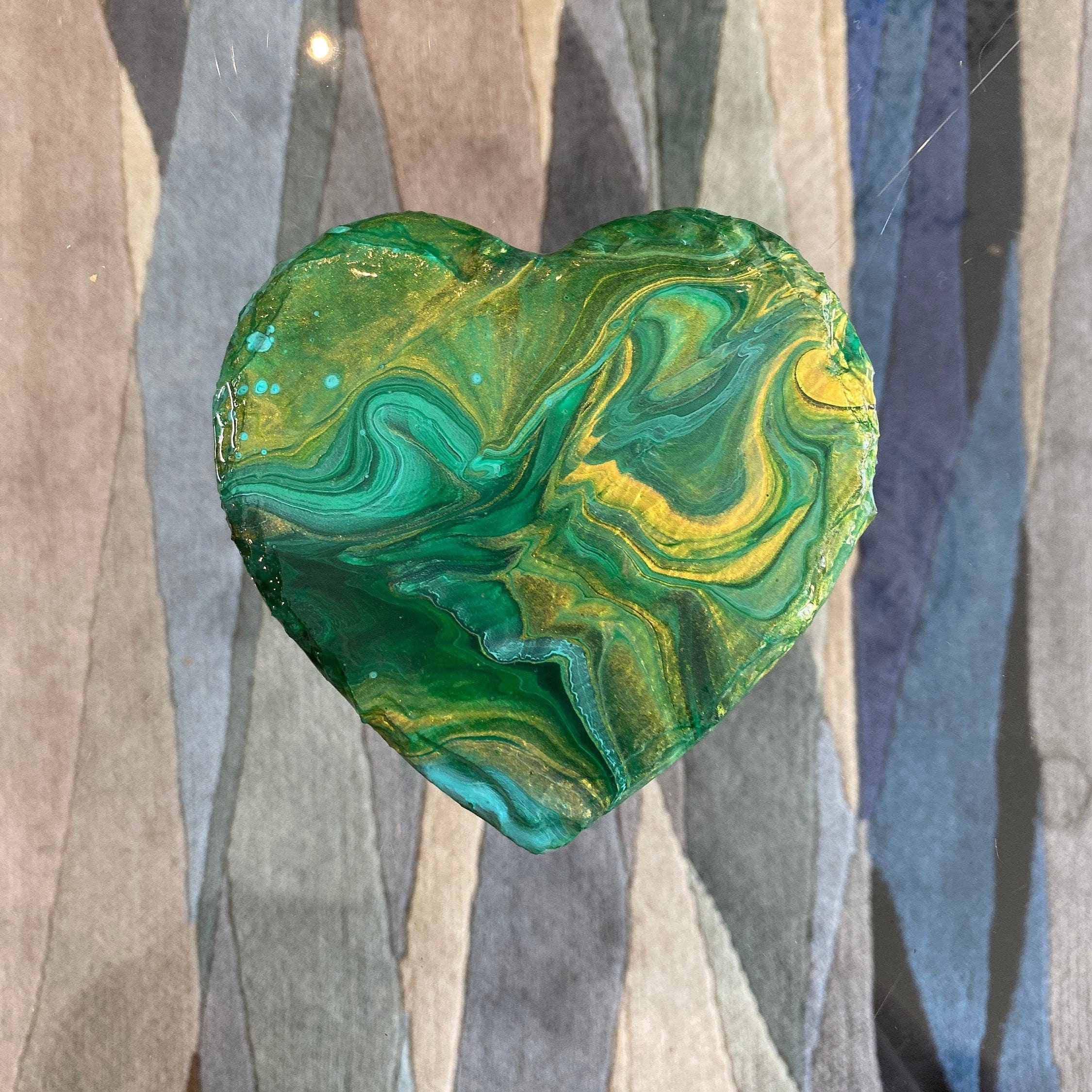 Handmade Paint Poured Slate Coasters Heart Shaped Sold Etsy