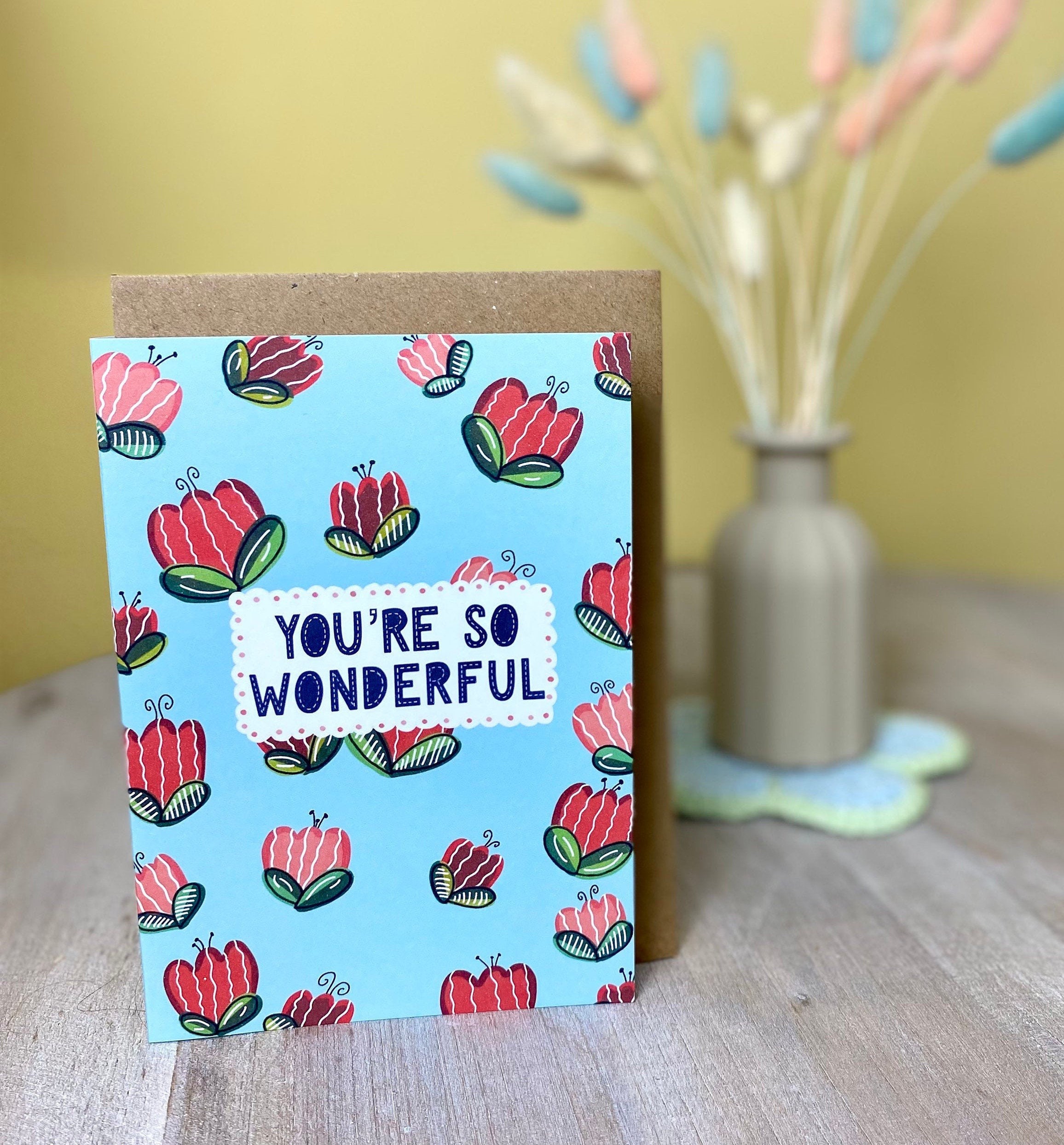 Youre So Wonderful Flower Card Etsy