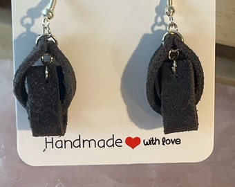 Leather Loop Chain Earrings