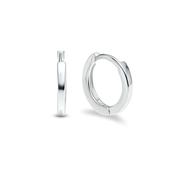 Sterling Silver Huggie Earring, 10mm Small plain hinged hoop, 925 sterling silver Huggie