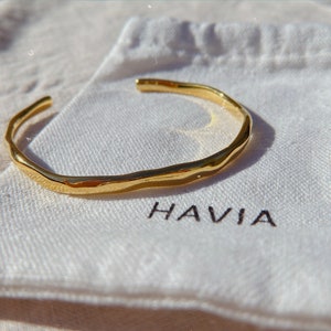 Hammered 18ct Gold Plated Brass Bangle