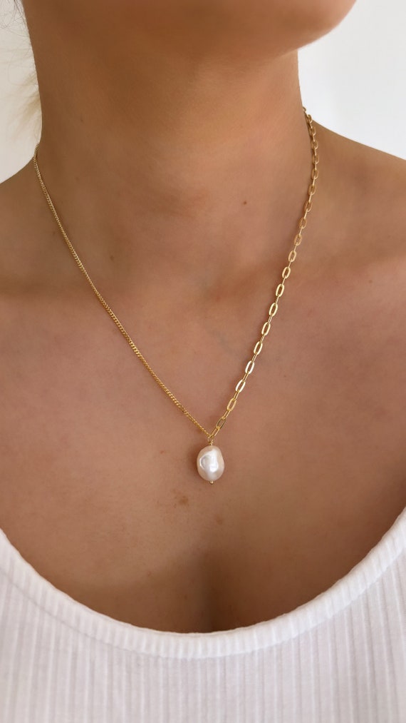 Collana di perle fantasia in oro 9K, Cina, 2,1 g