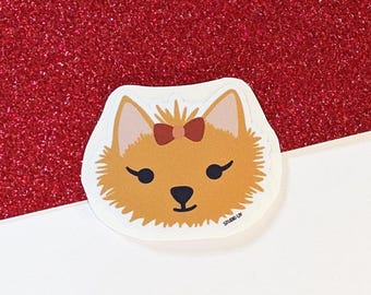 Sticker en vinyle Yorkshire Terrier Yorkie Dog Puppy pour ordinateurs portables, bouteilles d'eau, journaux, agendas