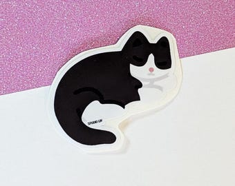 Sticker en vinyle smoking chat dormant pour ordinateurs portables, bouteilles d'eau, journaux, agendas