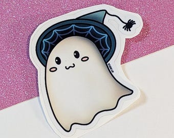 Sticker sorcière fantôme pour ordinateurs portables, bouteilles d'eau, journaux, agendas