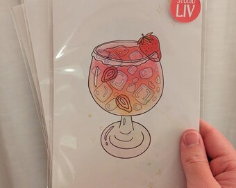 Strawberry Margarita Illustration Art Print