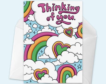 Carte de voeux Je pense à vous (intérieur vierge)