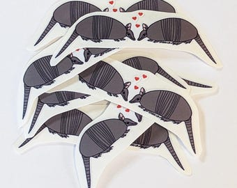 Sticker Saint-Valentin Tatous amoureux pour ordinateurs portables, bouteilles d'eau, journaux, agendas