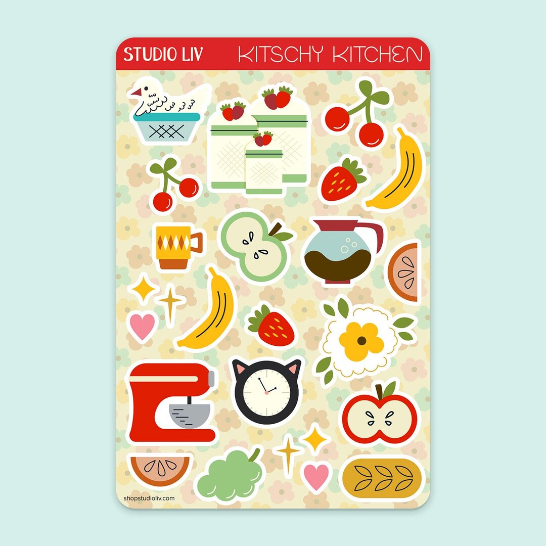 Kitschy Kitchen Vintage Cooking Sticker Sheet for Journaling, Planners ...