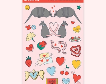 Feuille d'autocollants d'amour pour la Saint-Valentin pour la tenue d'un journal, des agendas, du scrapbooking et des souvenirs